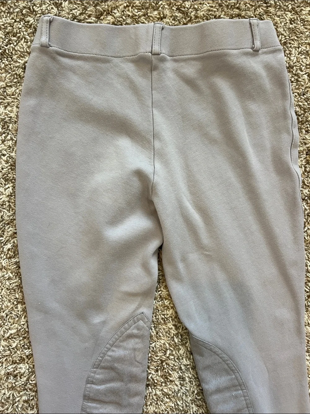 Girls Tuff Rider Light Gray High-Rise Equestrian Riding Knit Pants
